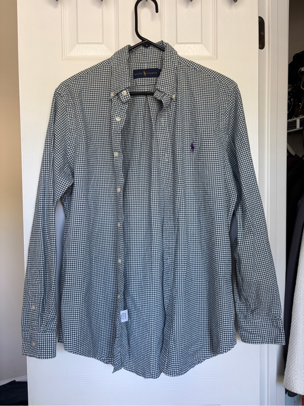 Ralph Lauren Men’s Classic Fit Gingham Stretch Poplin Shirt Medium